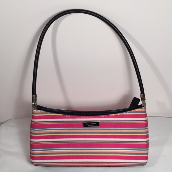 kate spade pink and blue striped purse